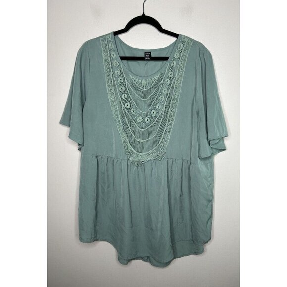 SHEIN Curve Light  Green Boho Short Sleeve Tunic Size 2XL - Picture 1 of 11